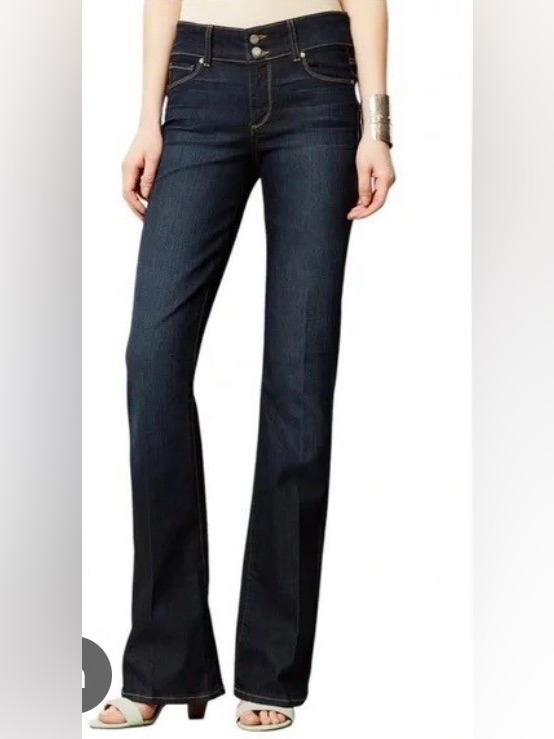 Paige Hidden Hill Dark Wash Flare Jeans With Subtle Copper Rivets 28 Vtg. $189